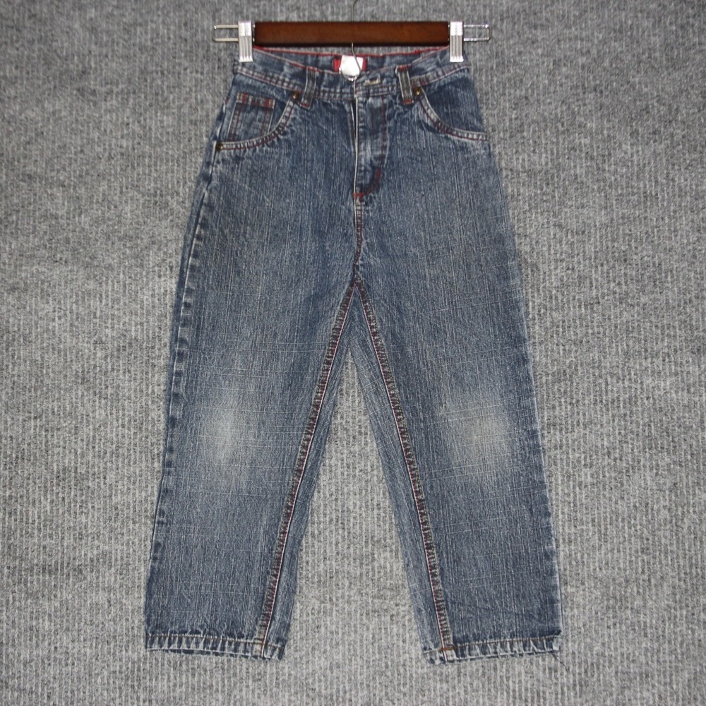 RU Kids Jeans Size 6 Blue Denim Straight Leg Embroidered Skater Y2K Grunge